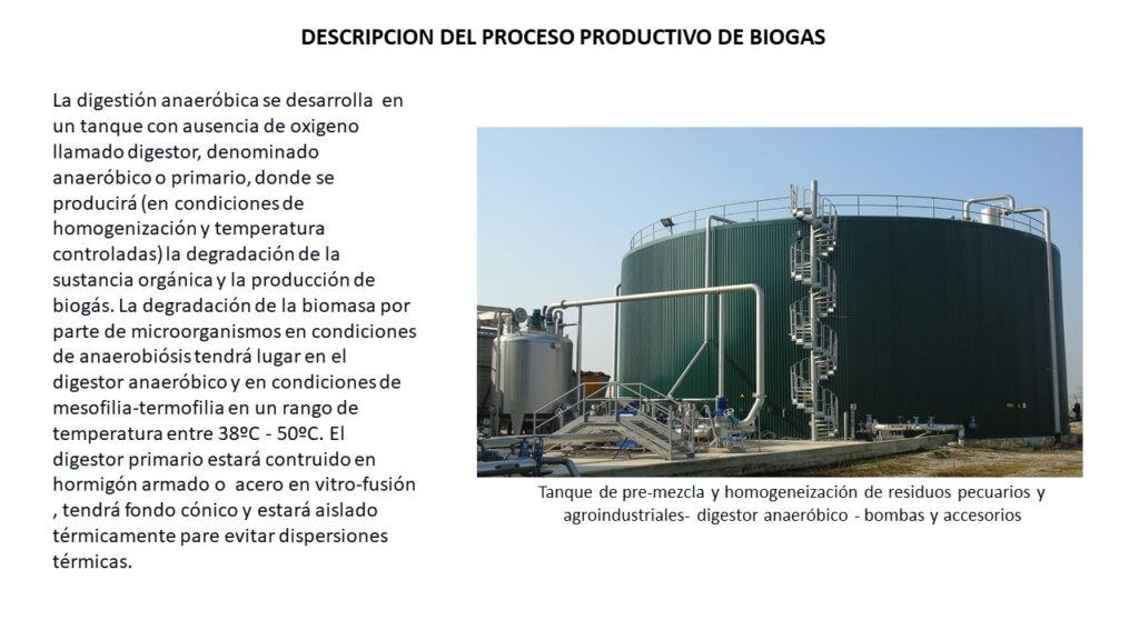 Descripción del Proceso Productivo de Biogás